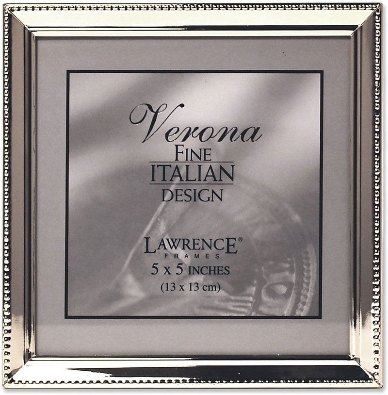 Lawrence Frames 11655 Polished Silver Plate 5x5 Picture Frame - Bead Border Design - Image 1